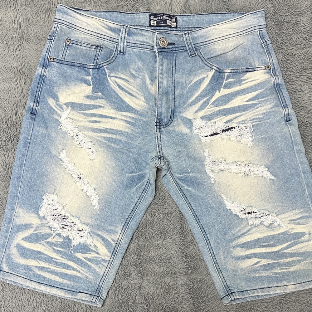 Stylish Light Blue Distressed Jean Shorts